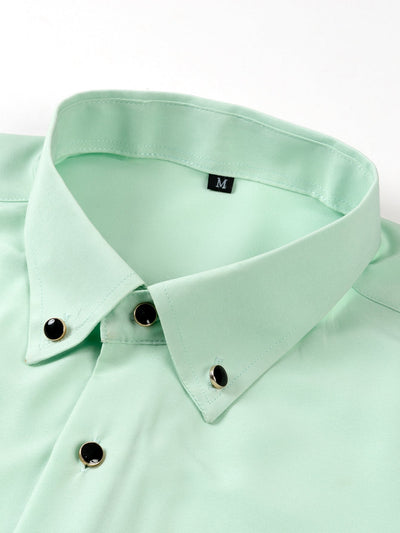 Fiorino® | Long Sleeve Dress Shirt with Faux Gemstone Metal Rim Buttons