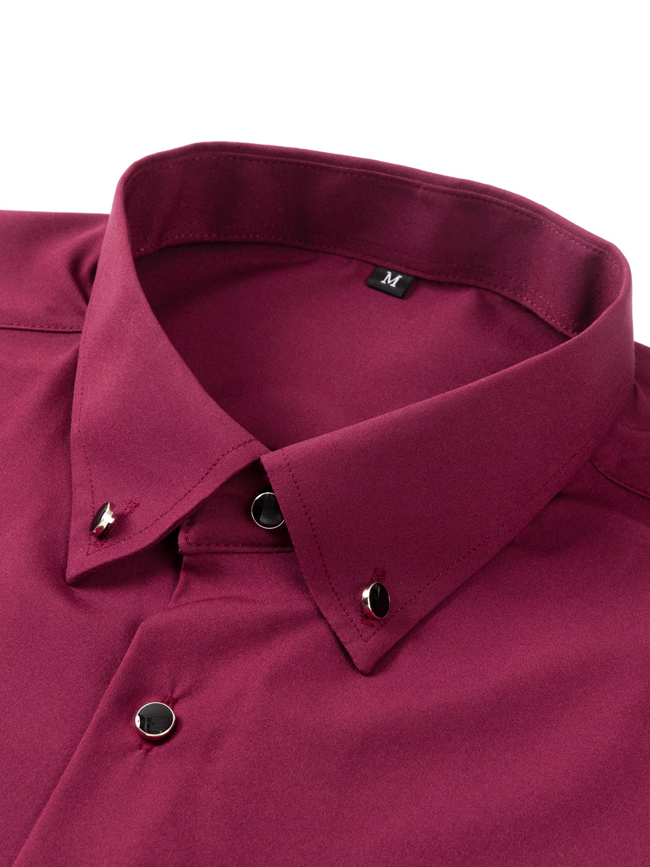 Fiorino® | Long Sleeve Dress Shirt with Faux Gemstone Metal Rim Buttons
