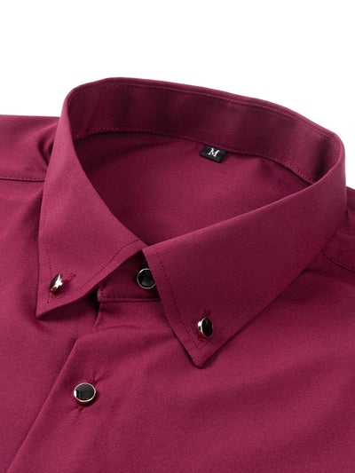 Fiorino® | Long Sleeve Dress Shirt with Faux Gemstone Metal Rim Buttons