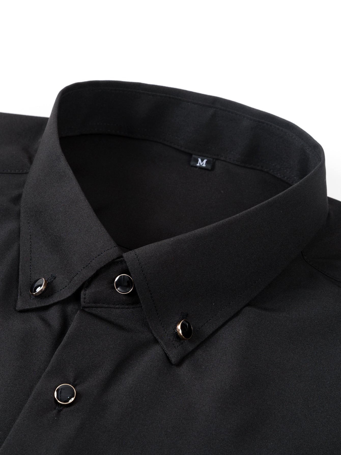 Fiorino® | Long Sleeve Dress Shirt with Faux Gemstone Metal Rim Buttons