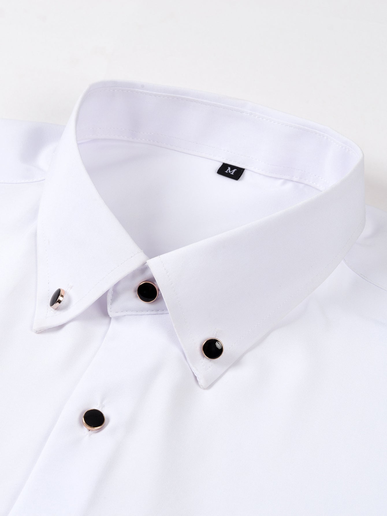 Fiorino® | Long Sleeve Dress Shirt with Faux Gemstone Metal Rim Buttons
