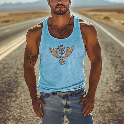 Men's Classic Casal American Retro Embroiderednit Striped Tank p