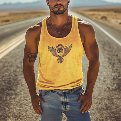 Men's Classic Casal American Retro Embroiderednit Striped Tank p