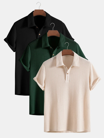 Henry | 3 Pieces Knitted Waffle Polo Shirt