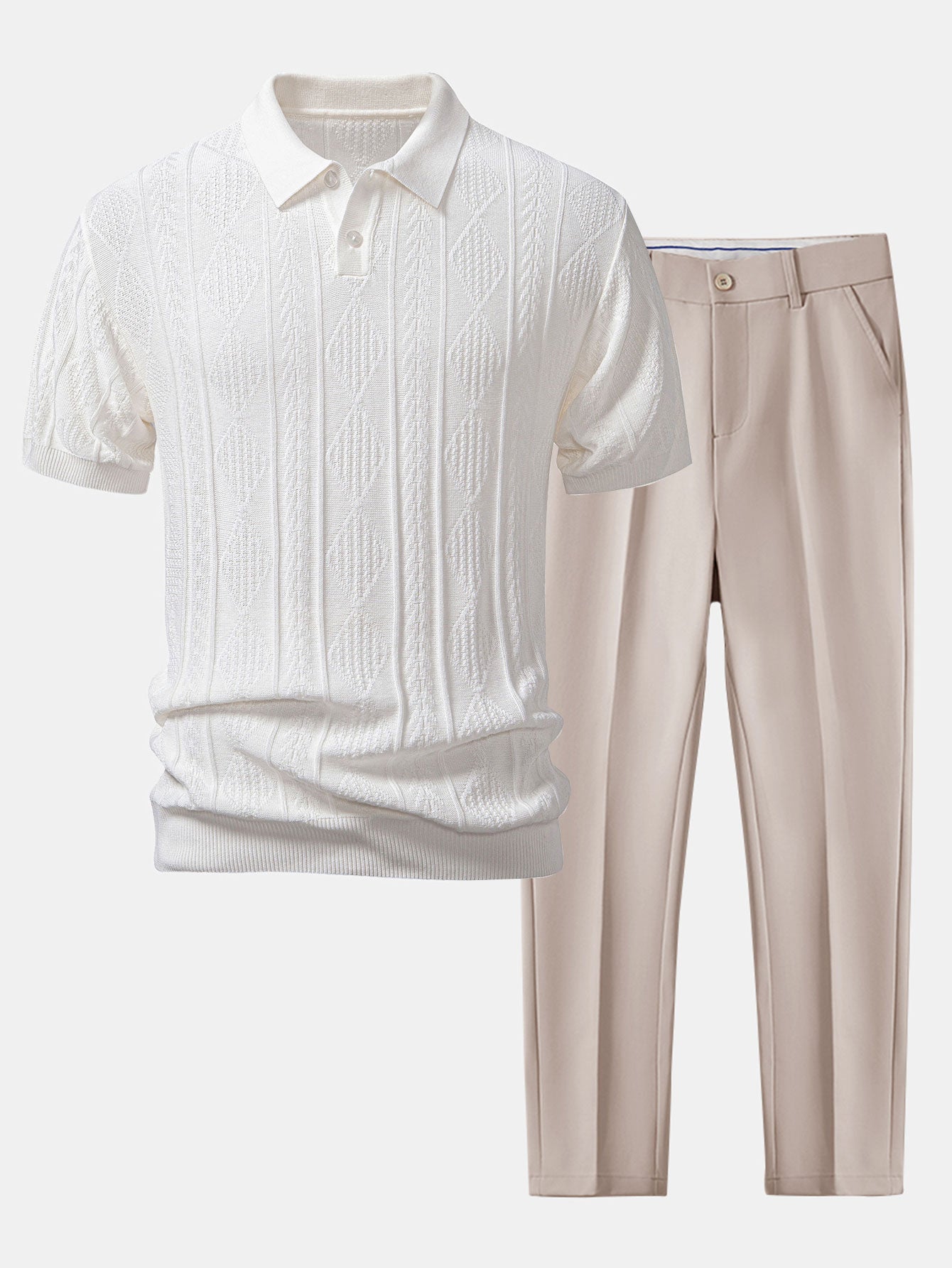 hola Geometric Jacquard Polo Shirt & Slim Fit Tapered Pants