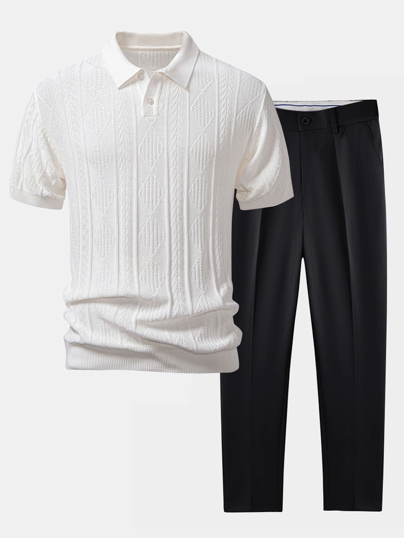 hola Geometric Jacquard Polo Shirt & Slim Fit Tapered Pants