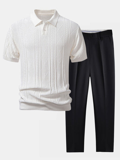 hola Geometric Jacquard Polo Shirt & Slim Fit Tapered Pants
