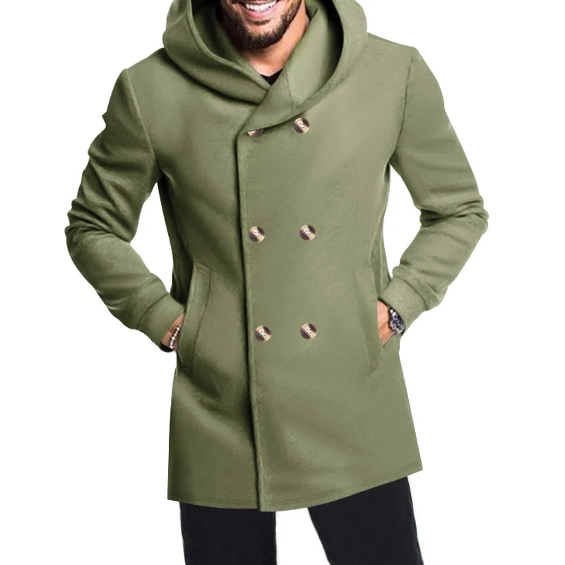Numa | Men's Wool Coat with Hood - Double Breasted Warm & Elegant