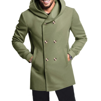 Numa | Men's Wool Coat with Hood - Double Breasted Warm & Elegant