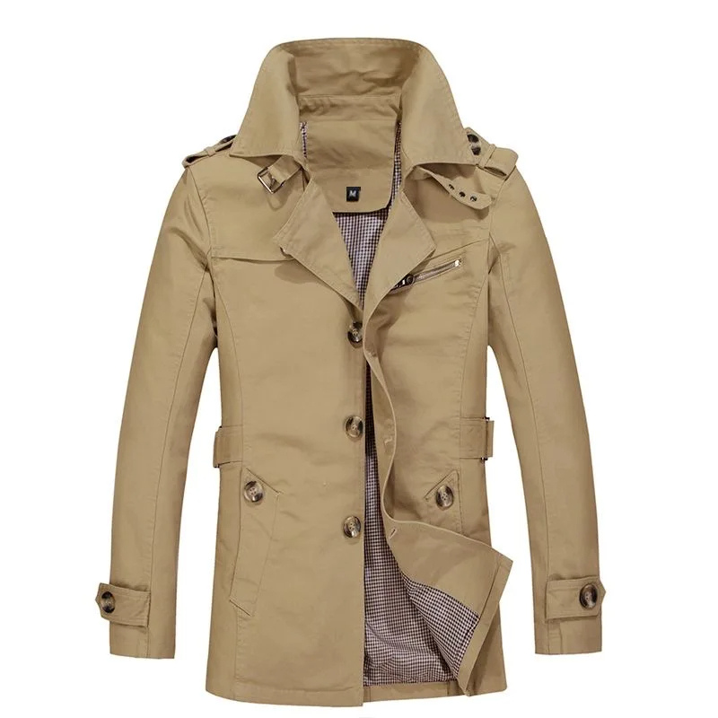 Paco | Men's winter coat - Elegant trench coat with belt loops and button placket