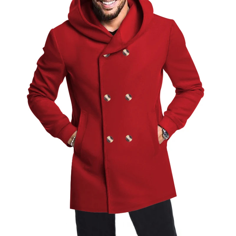 Numa | Men's Wool Coat with Hood - Double Breasted Warm & Elegant