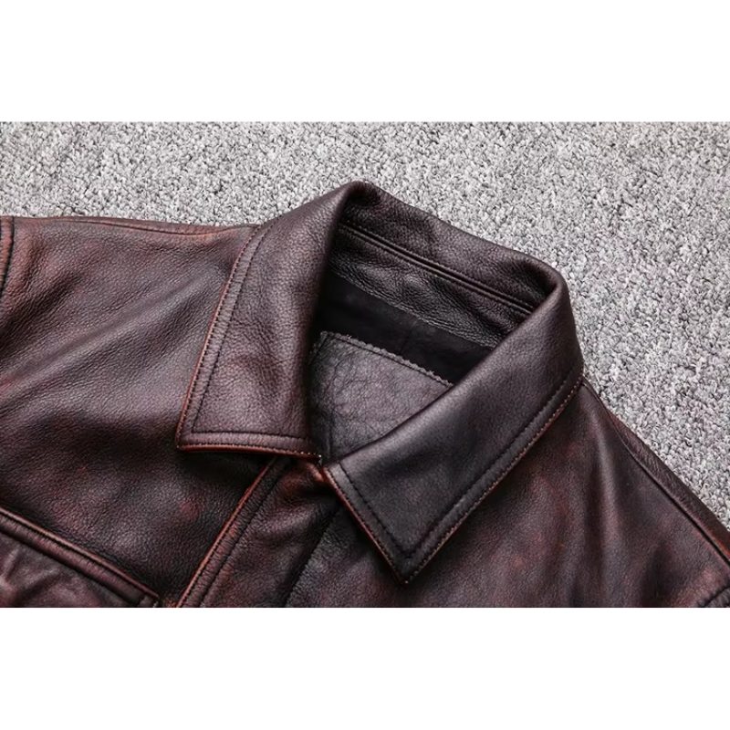 Théo | Elegant men's genuine leather jacket with zipper and buttons