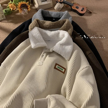Denzil® | Corduroy Polo Sweatshirt For Men