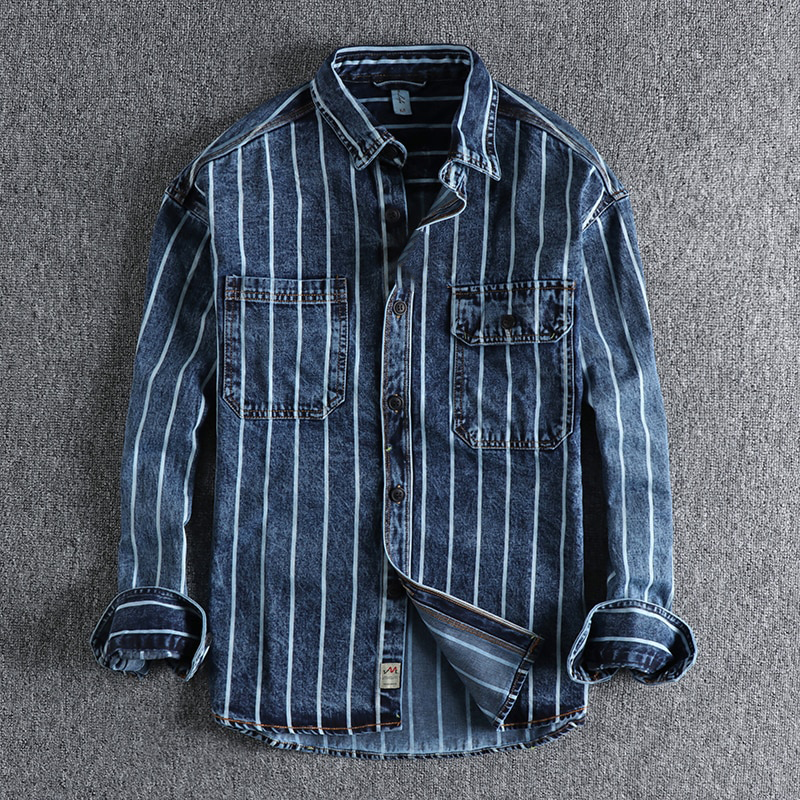 Clive® | Trendy Striped Denim Shirt
