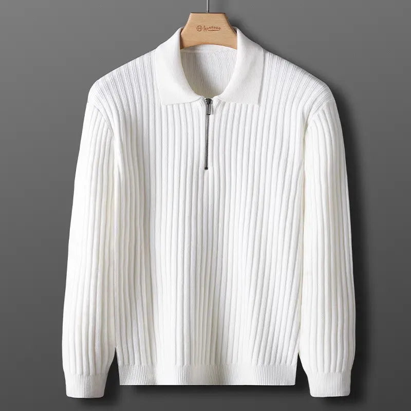 Edelmiro® | Lightweight Long-Sleeved Striped Polo Shirt