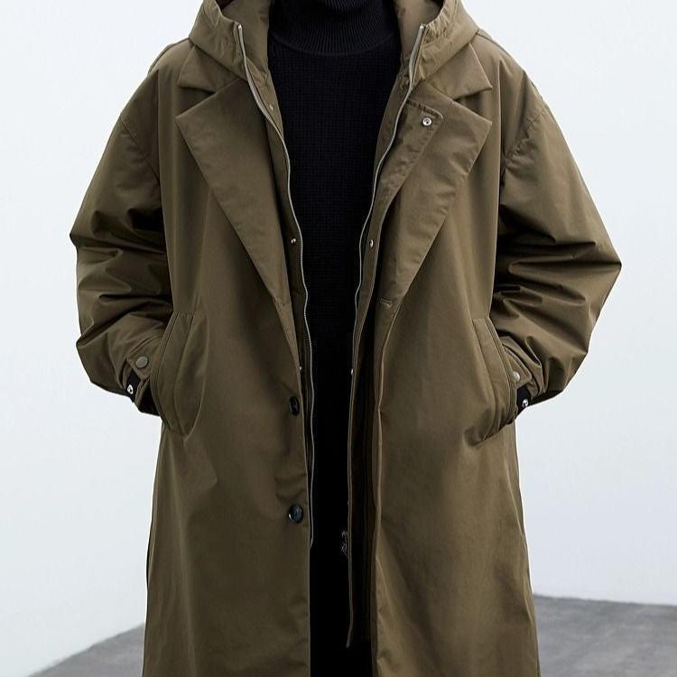 Idán | Hooded trench coat for men in plus size