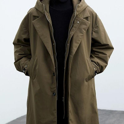 Idán | Hooded trench coat for men in plus size