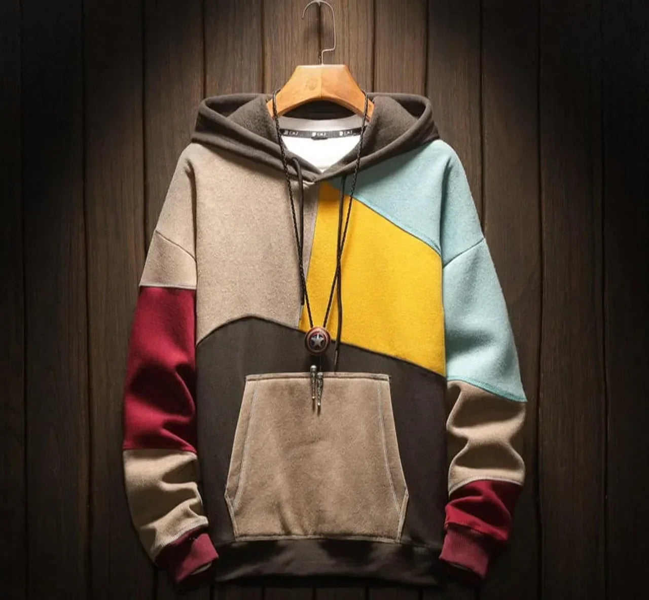 Kian | Bold color-block casual hoodie for men