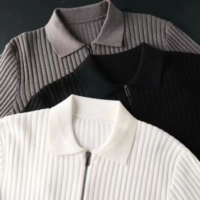 Edelmiro® | Lightweight Long-Sleeved Striped Polo Shirt