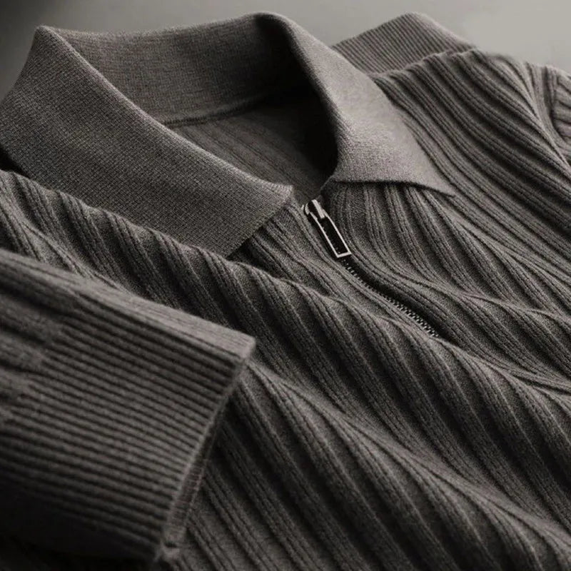 Edelmiro® | Lightweight Long-Sleeved Striped Polo Shirt