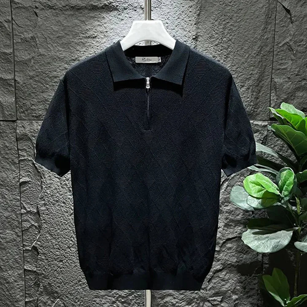 Boden® | Checked Men's Polo With Zipper