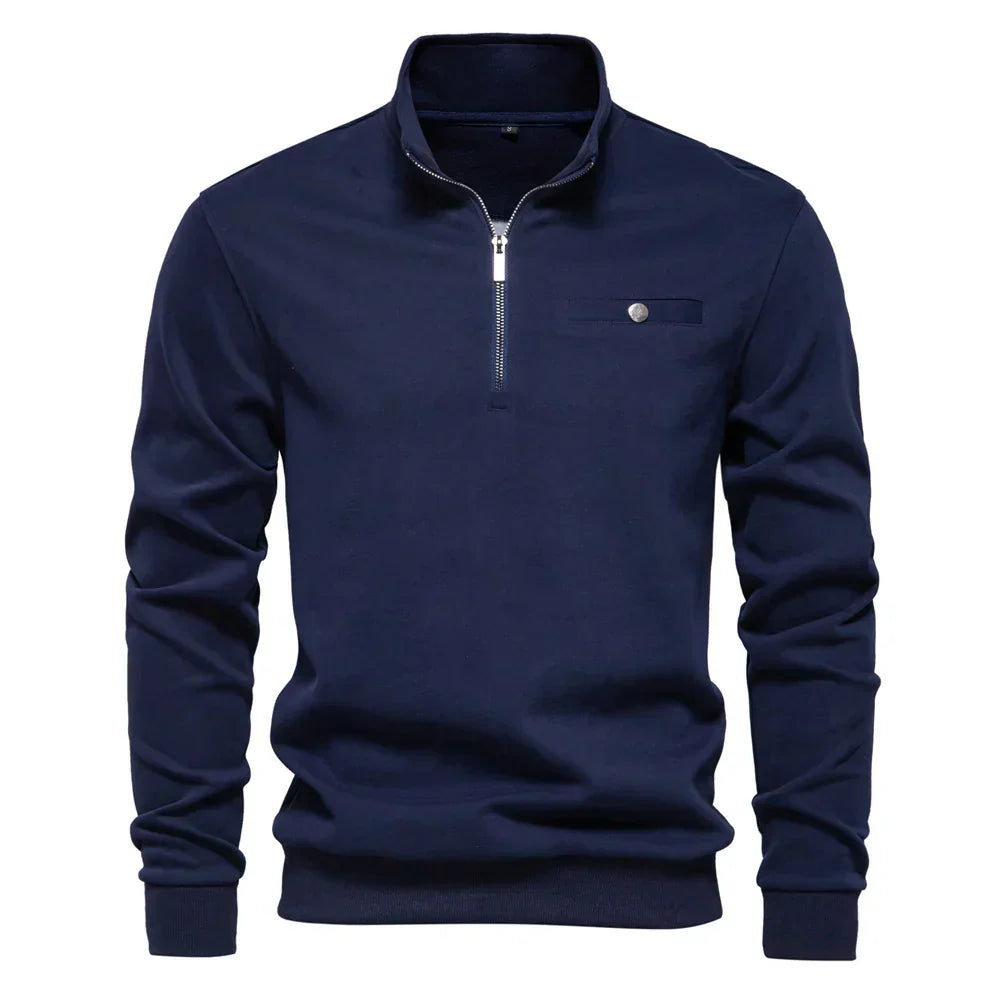 Donato® | Lightweight Zip-Neck Sweater With Social Pocket