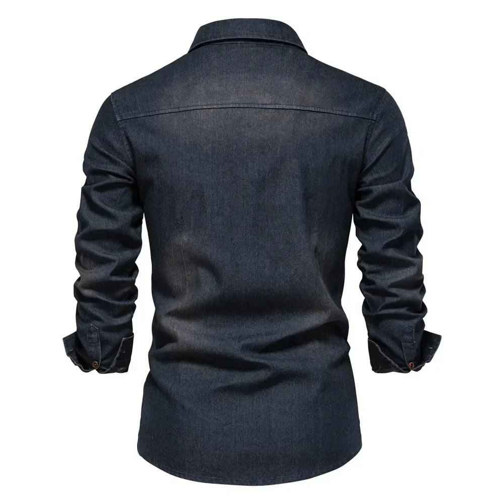 Fabricio® | Men'S Elastic Cotton Denim Shirt