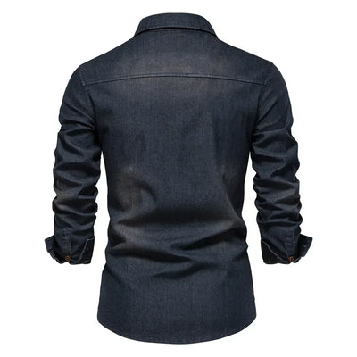 Fabricio® | Men'S Elastic Cotton Denim Shirt