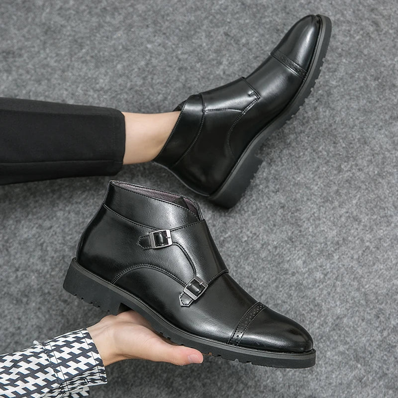 Eduardo® | Leather Boots With Double Monk Belt