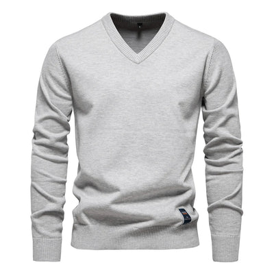 Emerenciano® | Solid Cotton V Neck Sweater