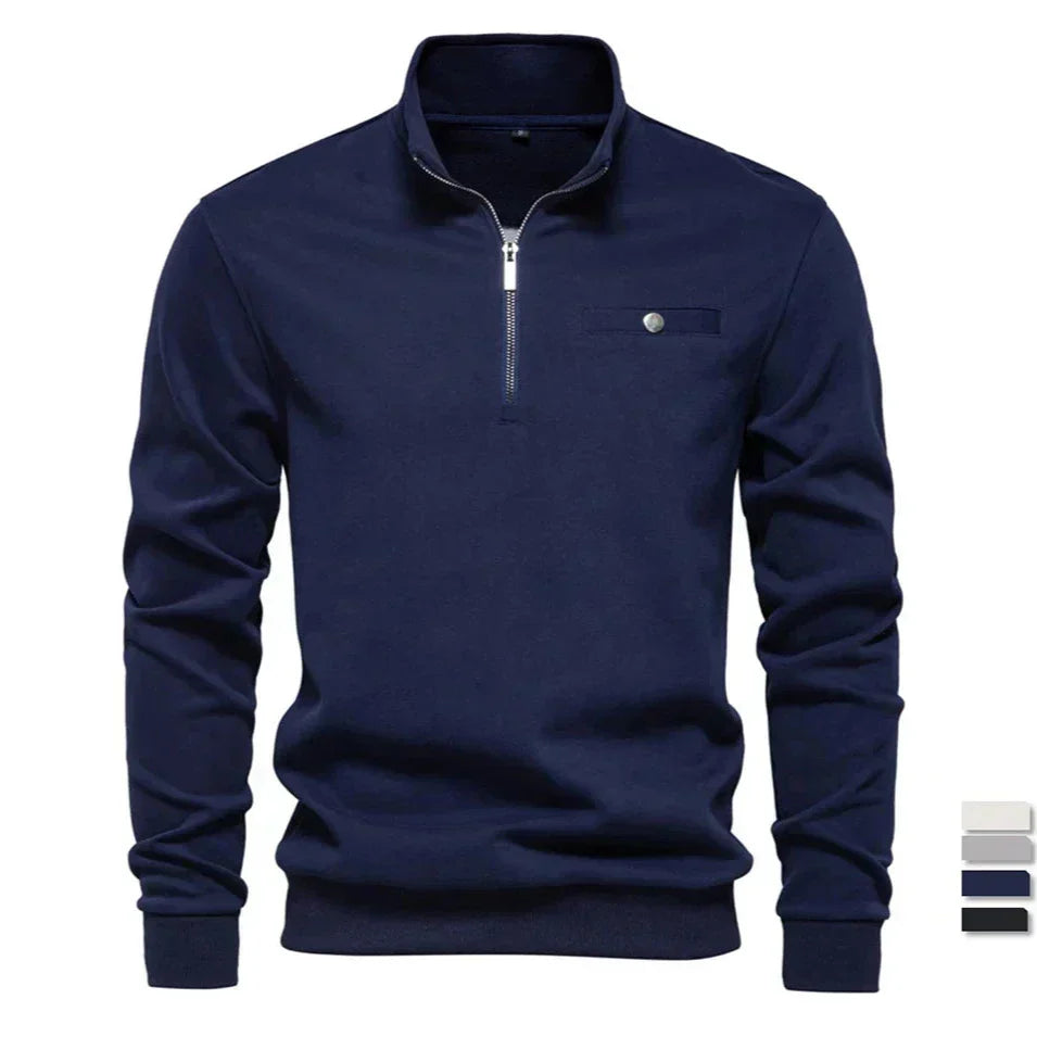 Donato® | Lightweight Zip-Neck Sweater With Social Pocket