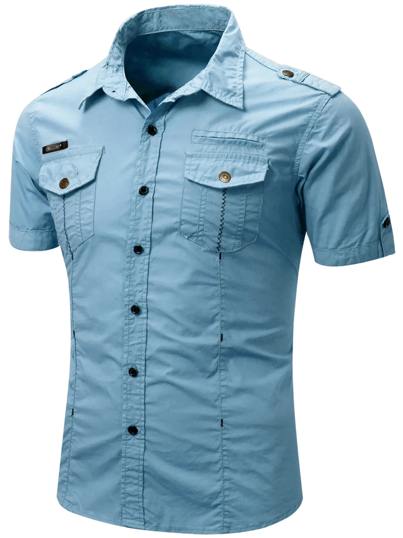 Elijah | Short Sleeved Cotton Cargo Shirt