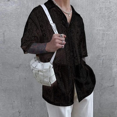 Aiden® | Short-Sleeved Button-Down Shirt With Lace Embroidery