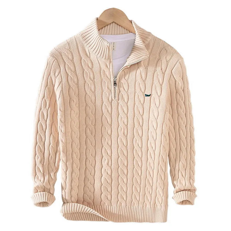 Denholm® | Knitted Cotton Pullovers With Stand-Up Collar