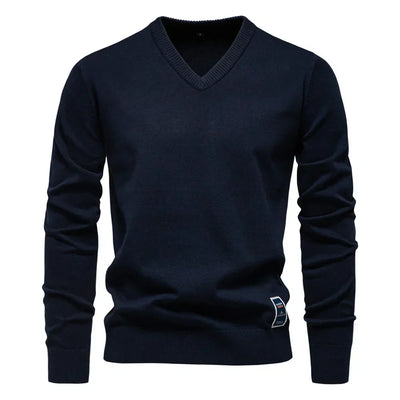 Emerenciano® | Solid Cotton V Neck Sweater