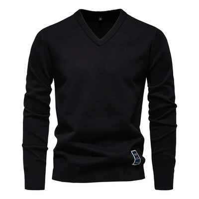 Emerenciano® | Solid Cotton V Neck Sweater