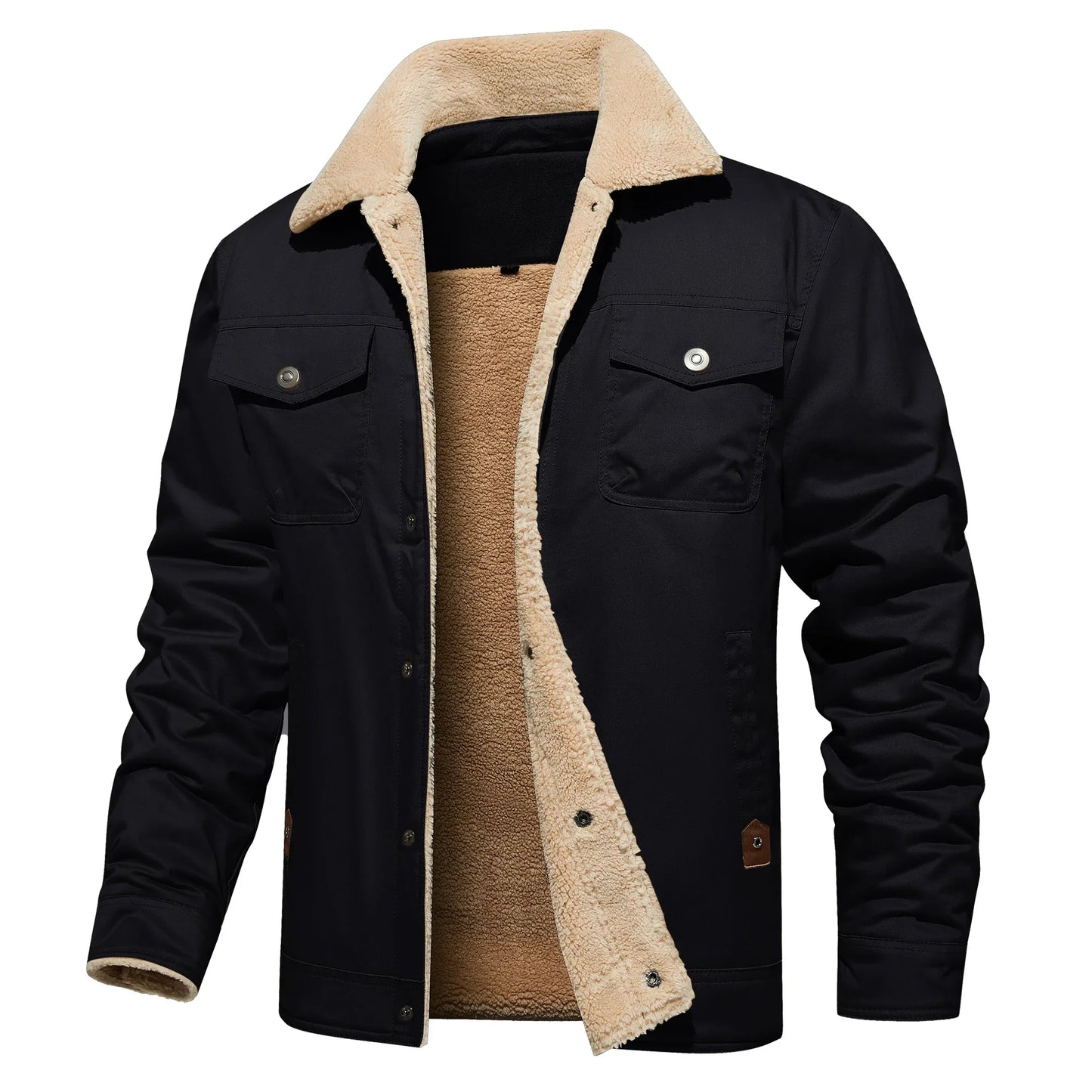 Frederick® | Autumn Winter Men's Jacket Casual Warm Fleece Black