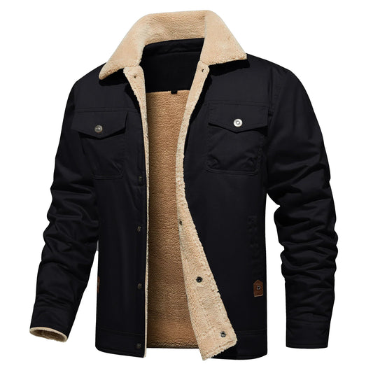 Frederick® | Autumn Winter Men's Jacket Casual Warm Fleece Black