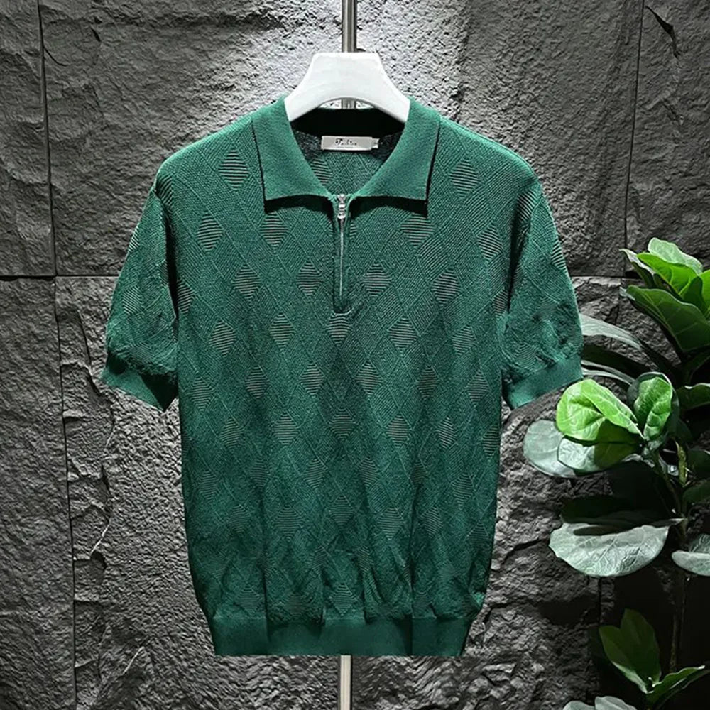 Boden® | Checked Men's Polo With Zipper