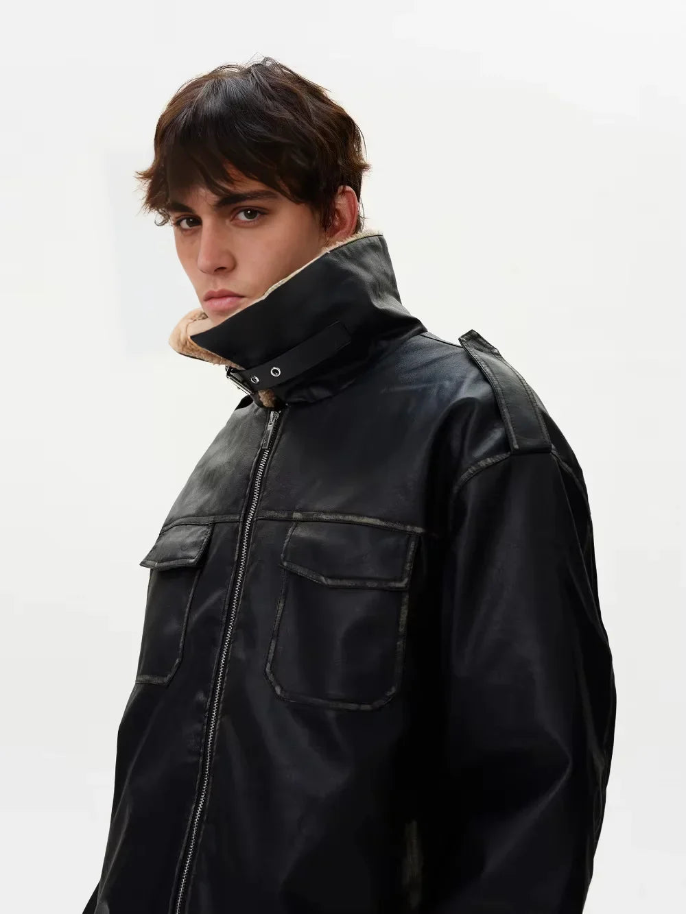 Graham® | Tung Sung Distressed Pu-Leren Jas