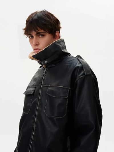 Graham® | Tung Sung Distressed Pu-Leren Jas