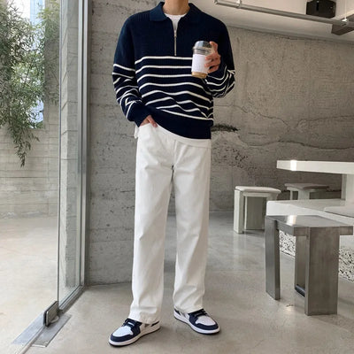 Herbert® | Modern Striped Knitted Sweater For Men: Stylish And Comfortable