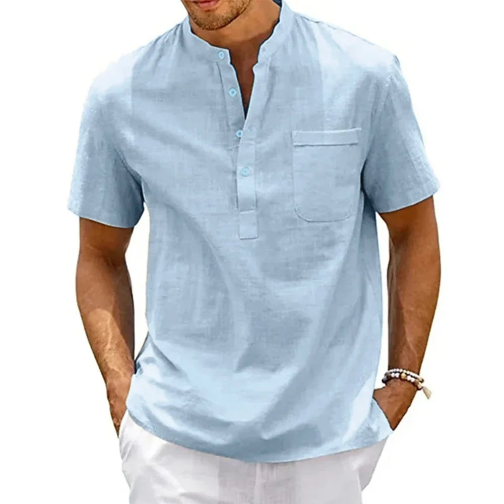 Trent® | Henley Linen And Cotton Shirt