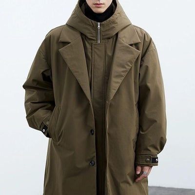 Henrik | Men's hooded button-front trench coat