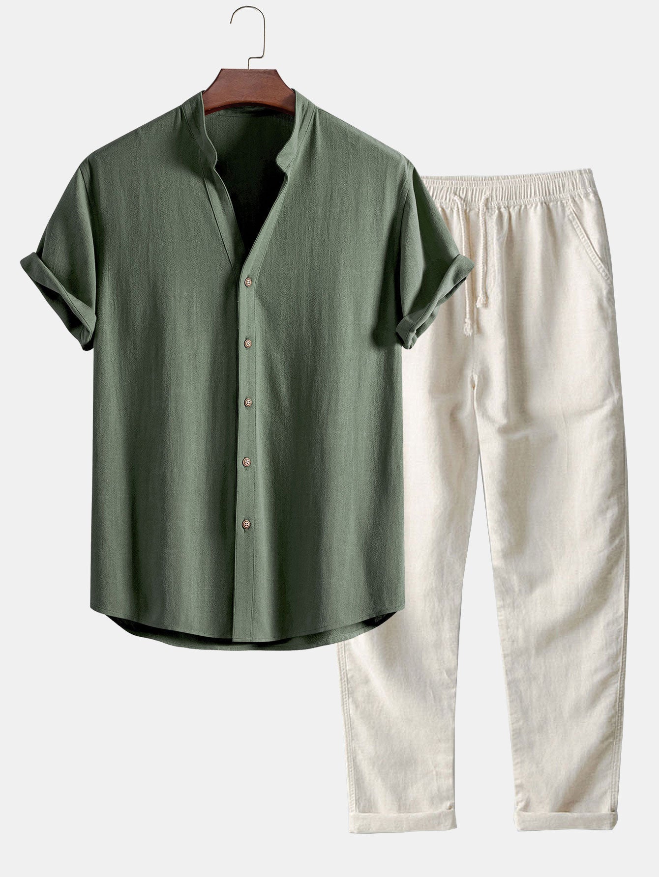 Duncan® | Linen Rayon V-Neck Shirt & Straight Leg Linen Pants