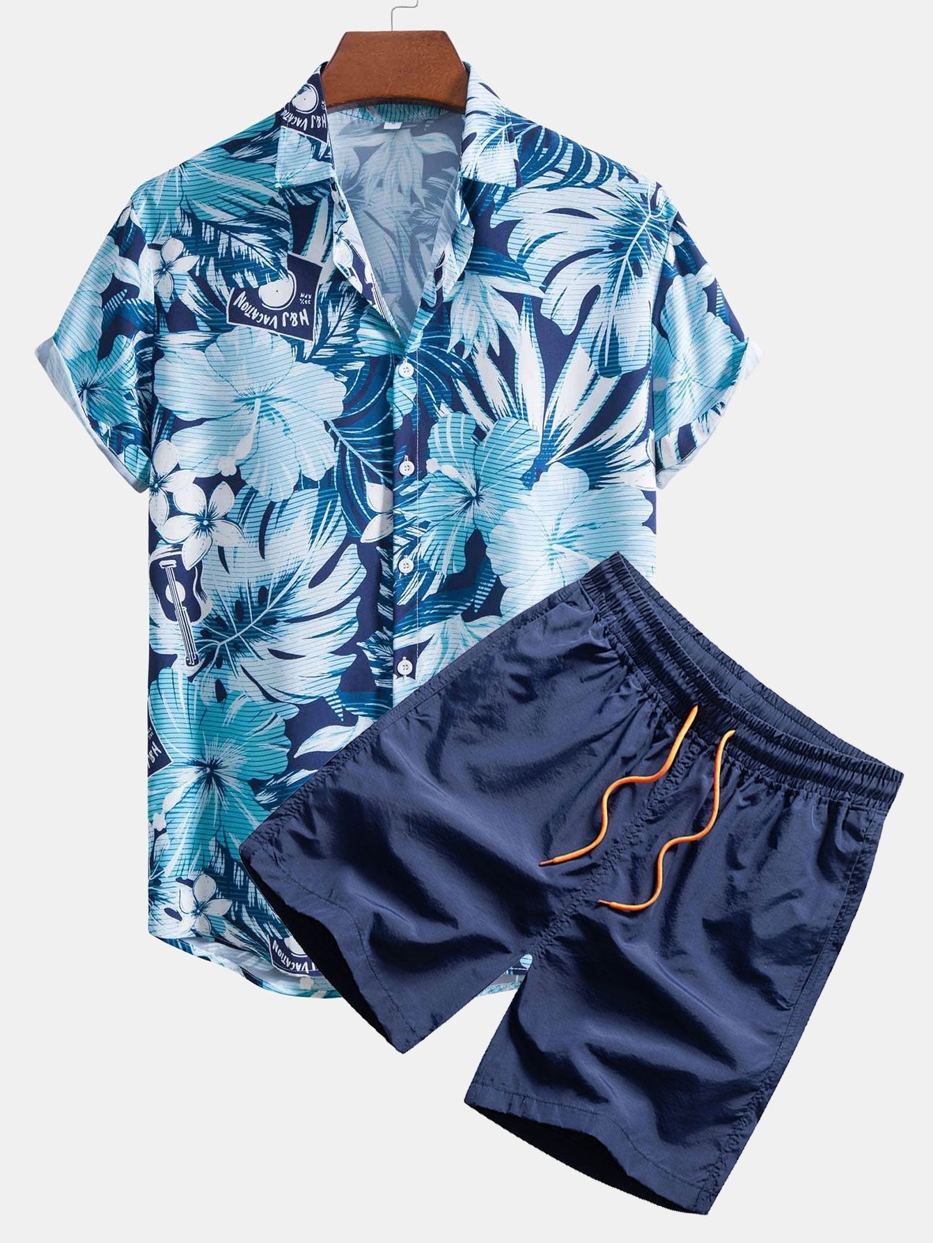 Graciano® | Musical Instrument Tropical Print Button Up Shirt & Swim Shorts
