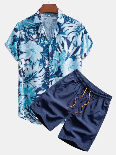 Graciano® | Musical Instrument Tropical Print Button Up Shirt & Swim Shorts