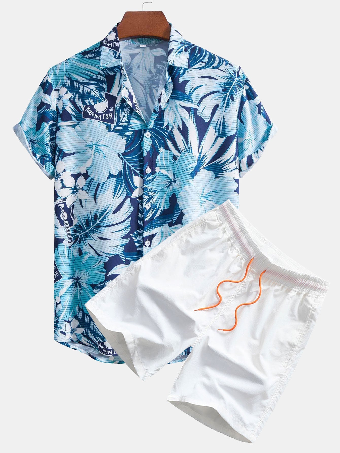 Graciano® | Musical Instrument Tropical Print Button Up Shirt & Swim Shorts