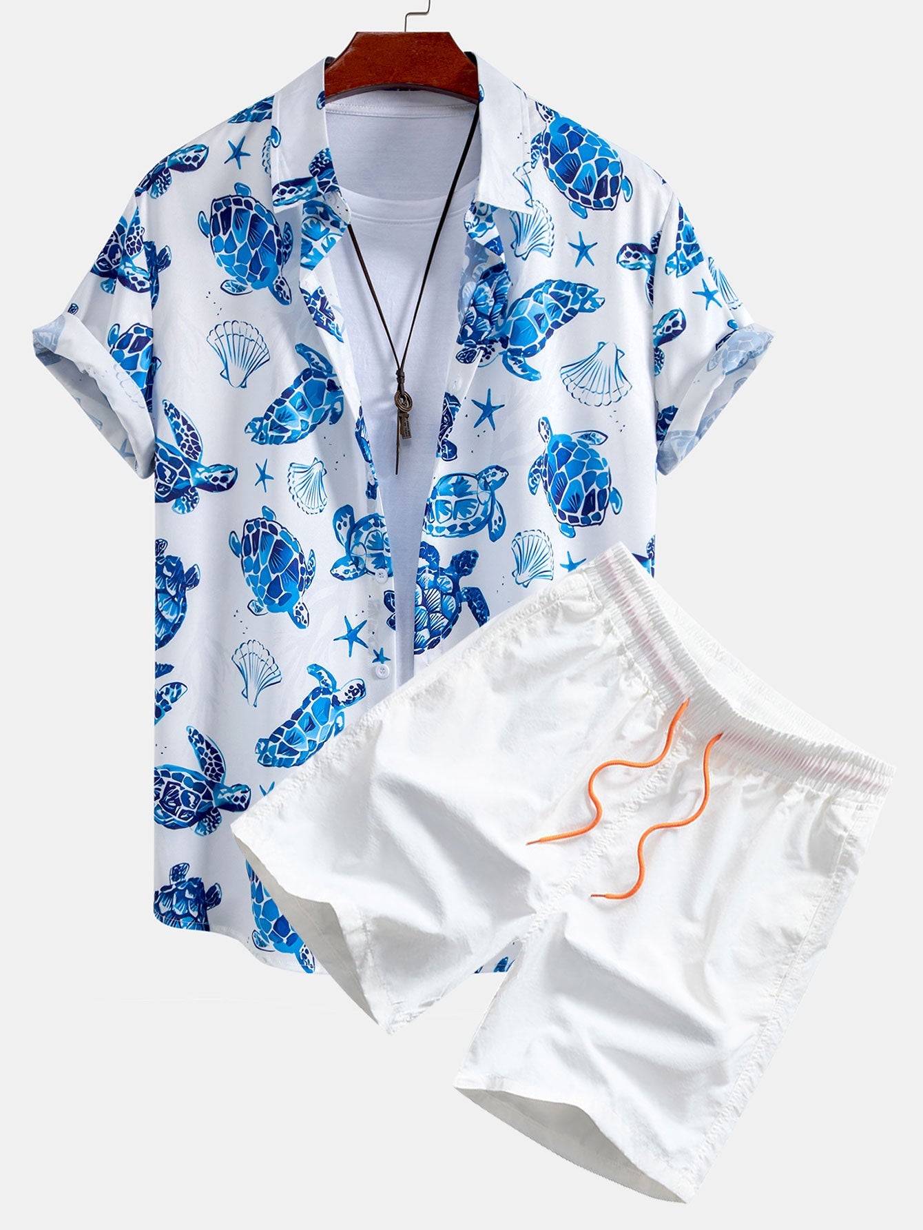 Tyrone® | Turtle Print Button Up Shirt & Swim Shorts