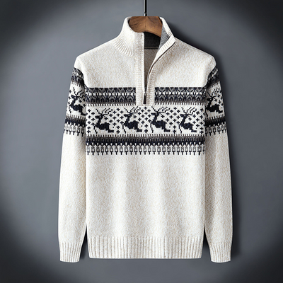Thiago® | Nordic Reindeer Quarter-Zip Sweater
